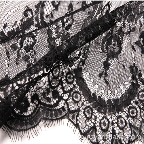 Black Chantilly Lace Lace ฝรั่งเศสลูกไม้ดอกไม้